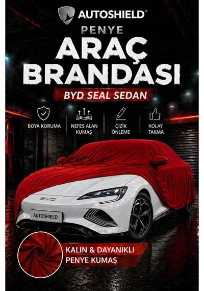 Byd Seal Sedan Penye Araç Brandası Kumaş Garaj Brandası Oto Koruma Örtüsü Kırmızı