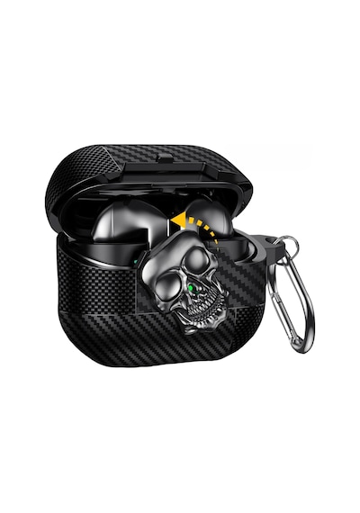 Samsung Galaxy Buds3 / Galaxy Buds3 Pro Ve Galaxy Buds 3 Fe Uyumlu Karbon Fiber Hybrid Polymer Technology Kuru Kafa Tasarım Güvenlik Kilitli Kulaklık Kılıfı