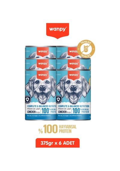 6 Adet Tahılsız Köpek %100 Gerçek Et Tavuklu Konserve 375 Gr