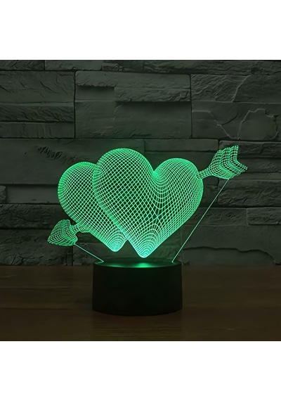 3d Dokunmatik Led Gece Lambası Pilli & Usb Bağlantılı Renk Değiştiren Masaüstü Kalp Ok Şekilli Siyah