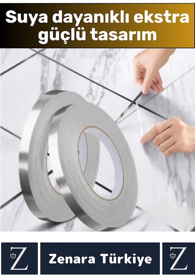 Premium Güçlü Kendinden Yapışkanlı Su Geçirmez Fayans Arası Şerit Derz Bant 0.5 Cm X 50 Metre 2 Adet