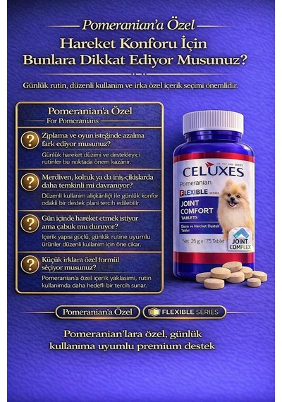Flexible Premium Eklem Desteği Köpek Tableti 75 Adet Pomeranian