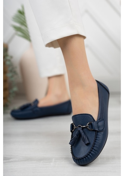 Khayt Tassel Casual Günlük Kadın Babet Ayakkabı Lacivert
