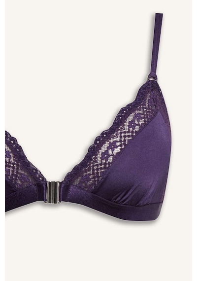 Defacto Dantel Detaylı Saten Kapsız Pedsiz Balensiz Bralet G1139ax26sppr289 Mor-pr289
