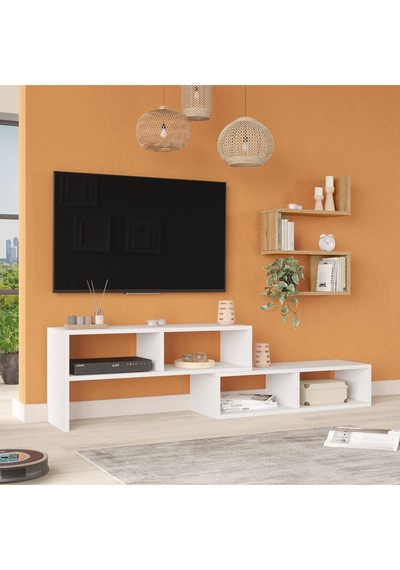 Dore Tv Ünitesi Tv Sehpası Raflı Beyaz Dor1-w Beyaz