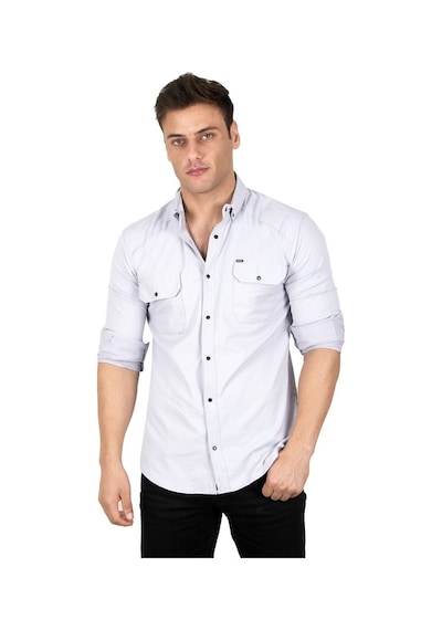 Deepsea Erkek Gri Fitilli Çıtçıtlı Kot Gömlek 300421 Gri