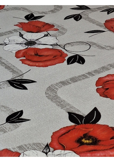 Elyaflı Pvc Muşamba - Desenli Silinebilir Masa Örtüsü Turuncu 130 X 150