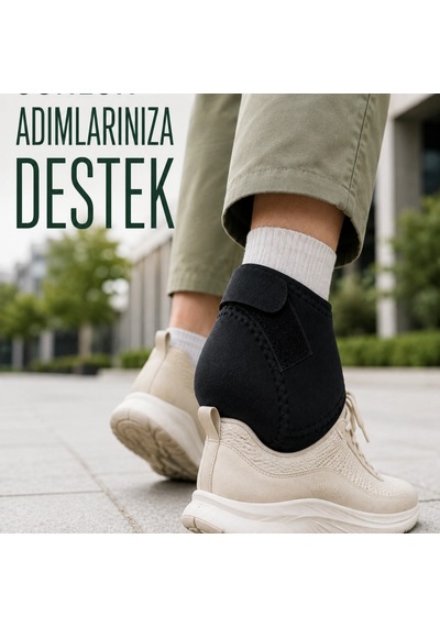 Topuk Destek Çorabı M Beden 40-45 Ayarlanabilir Cırtlı Esnek Siyah Tasarım