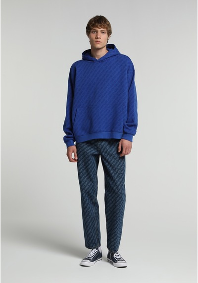 Colin's Colins Oversize Fit Kapüşonlu Baskılı Erkek Mavi Sweatshirt Cl1083414 Q1.v2 Inv İndigo