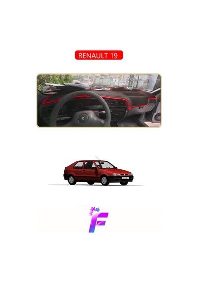 Renault 19 Uyumlu Torpido Örtüsü Yansıma Önleyici Tam Koruma Hızlı Ve Kolay Montaj J39 Kırmızı