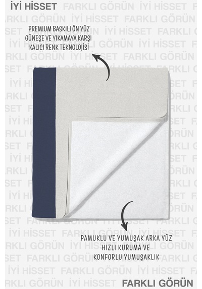 Minimalist Geometrik Modern Plaj Havlusu - Lacivert Beyaz Soyut Sanatsal Hızlı Kuruyan Havlu Örtü Donuk Mercan