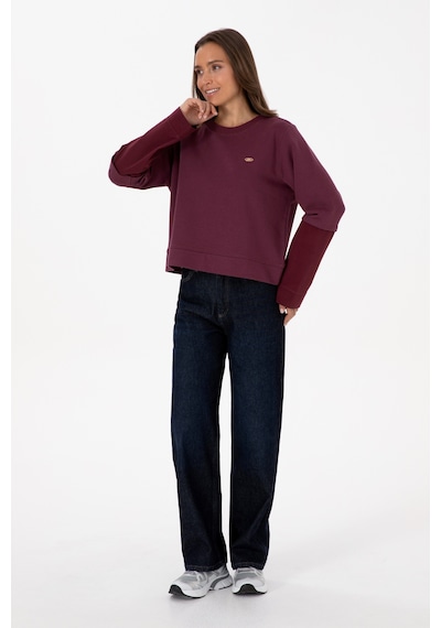 U.S. Polo Assn. Kadın Bordo Gömlek Detaylı Bisiklet Yaka Sweatshirt 50315303-VR177