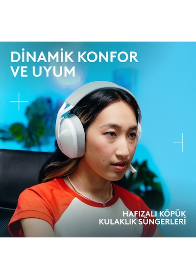 Logitech G321 Lightspeed Bluetooth Kablosuz Hafif Konforlu Mikrofonlu Oyuncu Kulaklığı - Beyaz