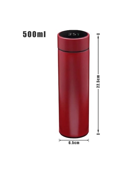 Sıcaklık Göstergeli Dijital Termos 500 Ml Kırmızı