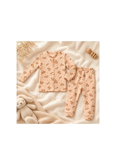 Cerenbebe Kız Çocuk Pijama Takımı Ceylan Desenli Yavruağzı Cerenbebe Kız Çocuk Pijama Takımı Ceylan Desenli Yavruağzı