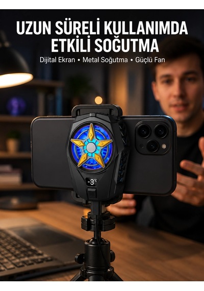 Hubrendy Tekno Ergonomik Telefon Soğutucu 2 Hız Ayarı, Hafif Ve Taşınabilir Yeni Nesil