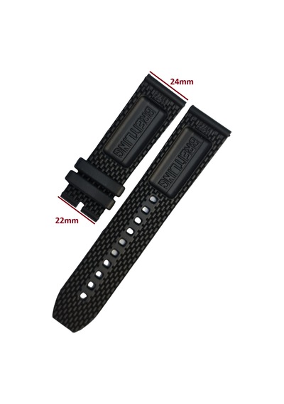 Breitling Modeli 24mm Siyah Renk Silikon Saat Kordonu