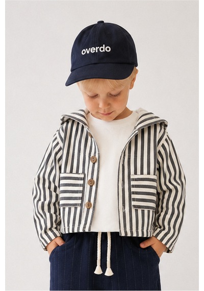 Overdo Kids Erkek Çocuk Çizgili Mevsimlik Kot Ceket Füme