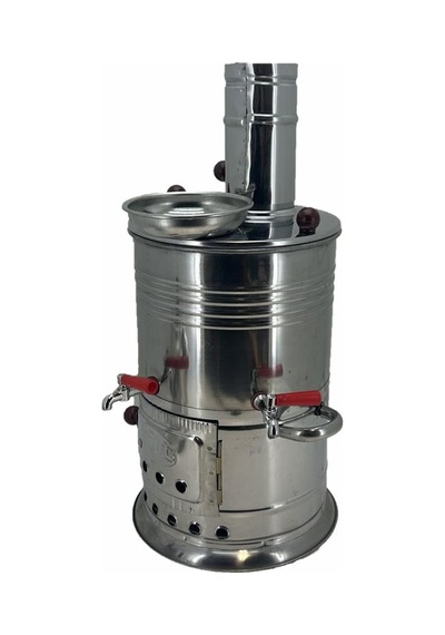 Paslanmaz 304 Çelik 5 L Çift Hazneli Demlikli Semaver