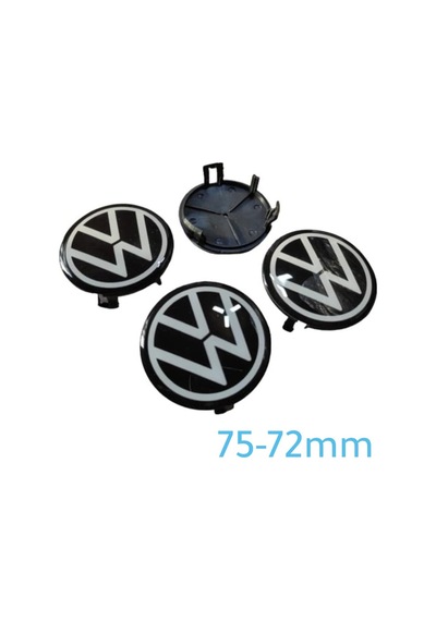 Vw Volkswagen Silikon Geçme Jant Göbeği Siyah 4 Lü 75/72Mm