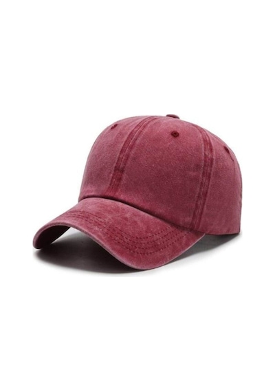 Elif İç Giyim Unisex Yıkamalı Eskitme Bordo Kep Şapka Bordo
