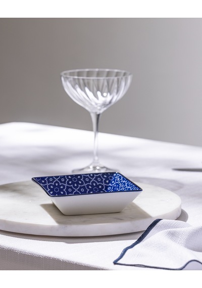 Reve Bleu Mais Kare Tabak - 12 Cm - Mavi/beyaz 8684427225738 Çok Renkli