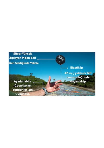 Waboba Solid Bounceback Moon Ball Geri Dönen Ve Yüksek Zıplayan Top Bilek İpli Moon Ball Mavi-8+ Yaş