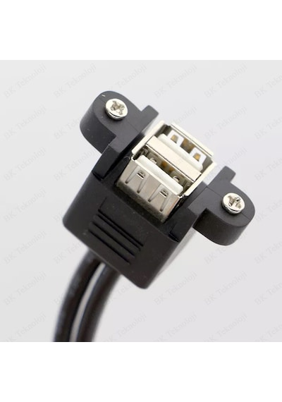 Erkek-Dişi Çift USB 2.0 Tip A Panel Montajlı Uzatma Kablosu