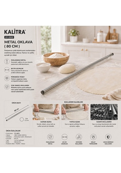 Kalitra Okl-21002 Alüminyum Metal Oklava - 80 Cm- 25'li Paket Diğer