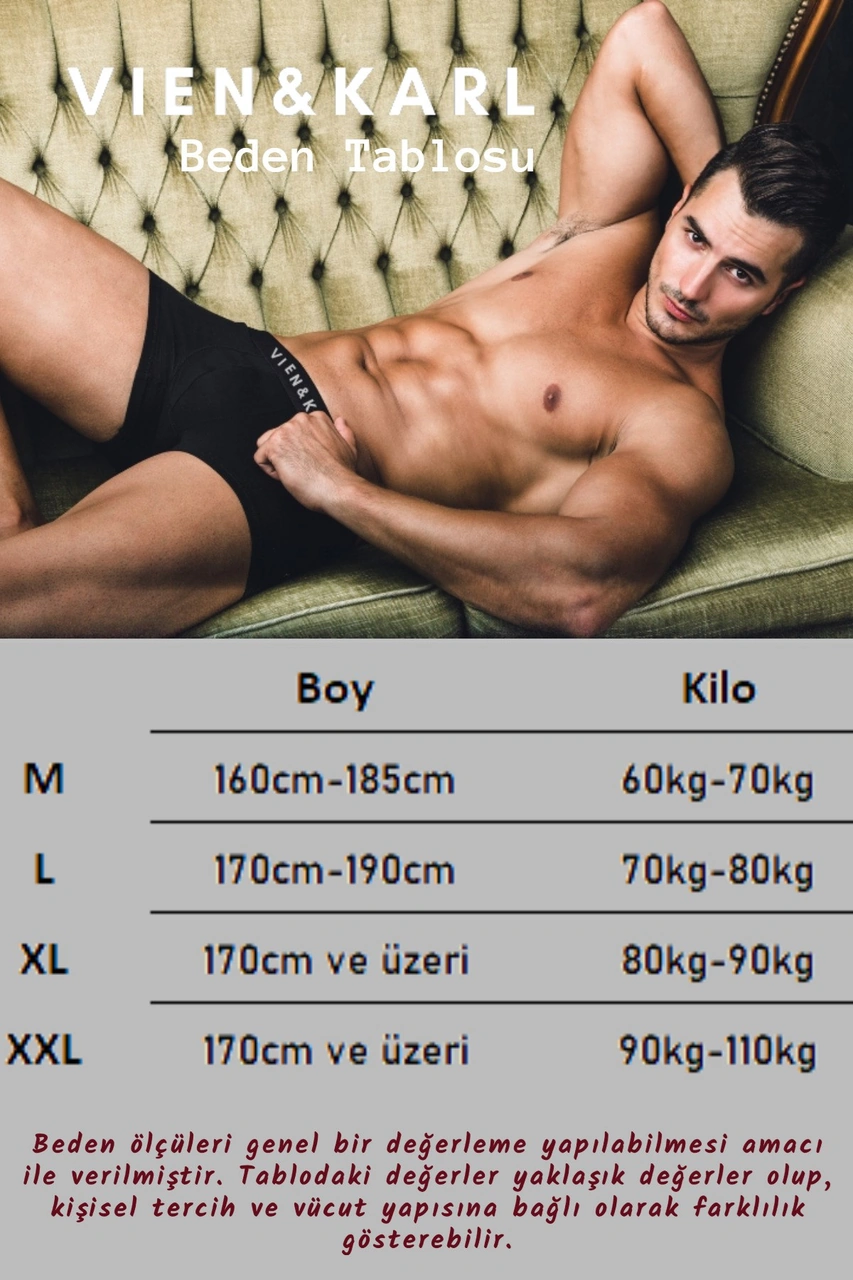 Vien&Karl Erkek Lacivert Paket Düz Likralı Boxer Şort 5'li 5'li Lacivert