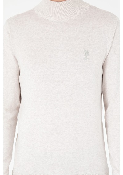 U.S. Polo Assn. Erkek Slim Fit Yarım Boğazlı Taş Melanj Basic Kazak 50288887-VR225