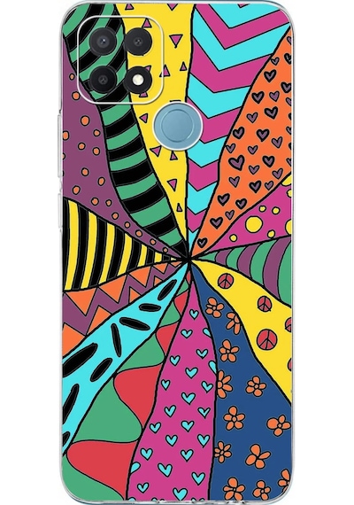 Oppo A15 İle Uyumlu Retro Color 4 Kamera Korumalı Şeffaf Kılıf Şeffaf