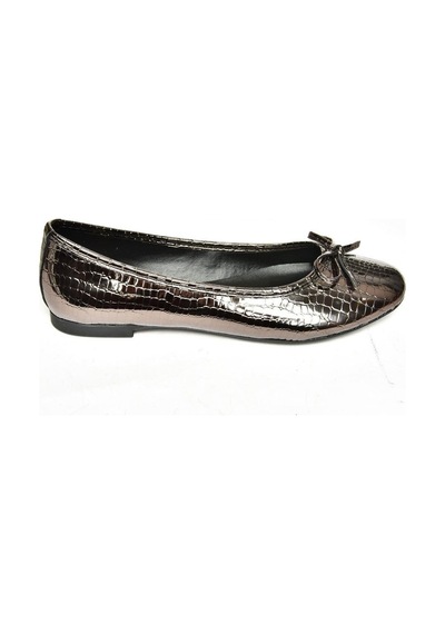 Fox Shoess726056307 Platin Yılan Baskılı Kadın Babet Platin