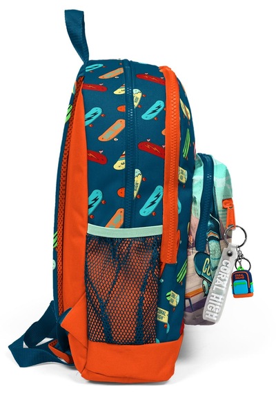 Coral High Kids Çivit Neon Turuncu Kaykay Desenli Dört Bölmeli Okul Sırt Çantası 23723