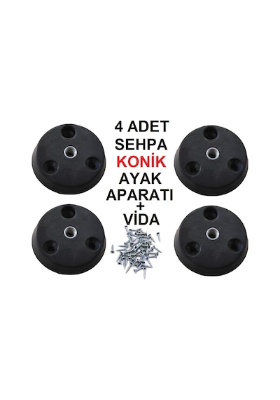 Ahşap Sehpa Ayak Aparatı 4 Adet Siyah - Açılı Ve Düz Ayak Aparat