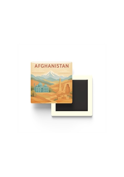 Afganistan - Afghanistan - Paper Cut Art - Baskılı Buzdolap Magneti Kare - 9x9 Cm
