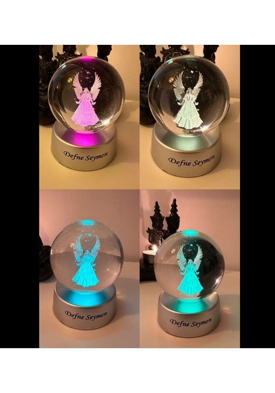 Sevgililer Günü Ne Özel Led Işıklı Cam Melek Küre Ve Lotus Melek Kolye Hediyeli