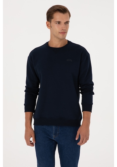 U.S. Polo Assn. Erkek Comfort Fit Bisiklet Yaka Şardonlu Lacivert Basic Sweatshirt 50313757-VR033