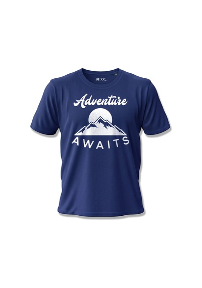 North Whiskers Adventure Awaits Doğa Ve Kamp Temalı Baskılı %100 Pamuklu T-shirt Lacivert - 874905630 Lacivert - 874905630 Lacivert