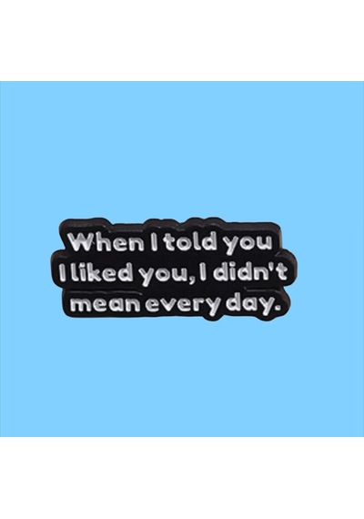 When I Told You, I Liked You, I Didn't Mean Everyday Yazılı Broş