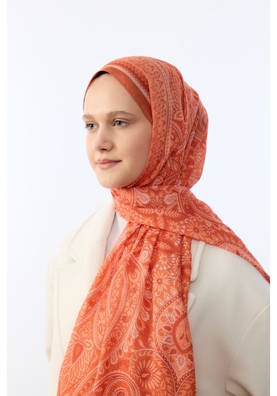 Mirsoy Scarf Mirayze Etnik Desen Şal Turuncu
