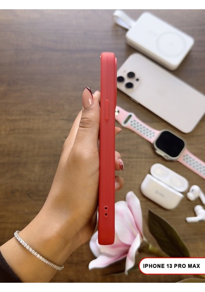 Apple iPhone 13 Pro Max Uyumlu Kamera Korumalı Darbeye Dayanıklı Renk Atmayan Keep Silikon Kılıf Kırmızı
