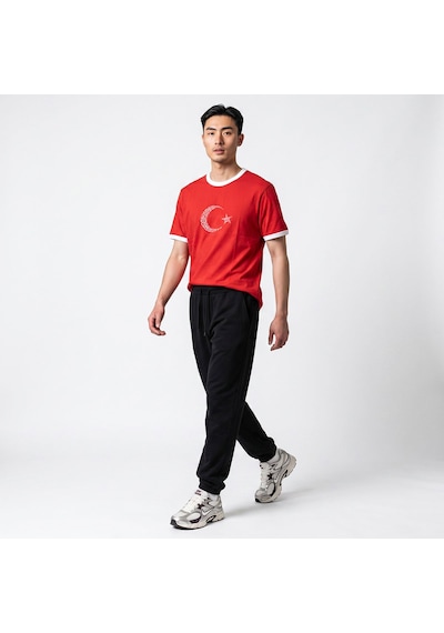 Sportive Türkiye Baskılı Unisex Kırmızı Günlük Stil T-shirt 26du0003-krm