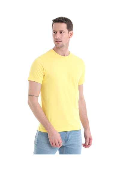 Hatemoğlu 35353022C003 R19 Regular Fit Pamuk Bisiklet Yaka Düz Erkek Tişört Sarı