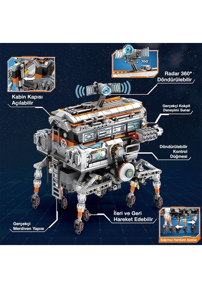 Reobrix Technic 99003 Bilim İstasyonu Star Revenge:science Station Kumandalı&motorlu Yapı Blok Seti Building Blocks - 1378 Parça