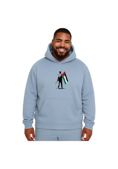 Benroma Özgür Filistin Baskılı Büyük Beden Unisex Sweatshırt Bebe Mavisi
