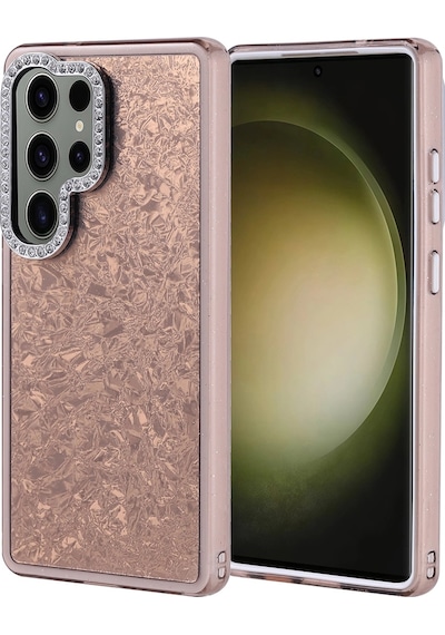 Samsung Uyumlu Galaxy S25 Ultra Kılıf Taşlı Tasarımlı Zore Kapi Kapak Gold