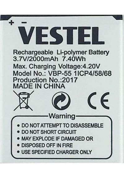 Vestel Uyumlu Venüs 5.5X / 5.5V Batarya Pil Vbp-55 2000Mah