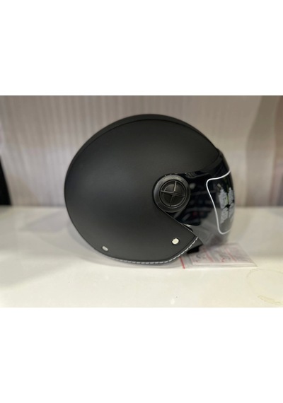 Mts FX-101 Deri Kaplama Çenesiz Kask Siyah