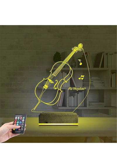 Luvivia Çello Enstrüman Müzik Kişiye Özel 3d Lamba - Masa Gece Lambası